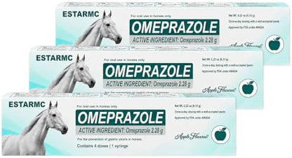 3 Pack (omeprazole) Oral Paste Syringe (6.15 gm) for Horses,Apple Flavor