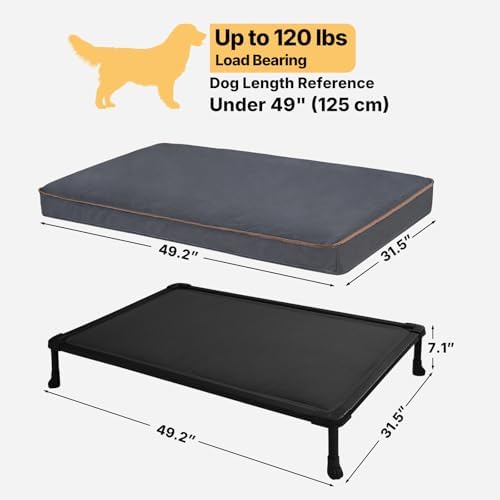 Veehoo Chew Proof Dog Bed, Orthopedic Elevated Dog Bed with Padded Cover
