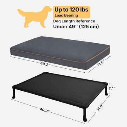 Veehoo Chew Proof Dog Bed, Orthopedic Elevated Dog Bed with Padded Cover