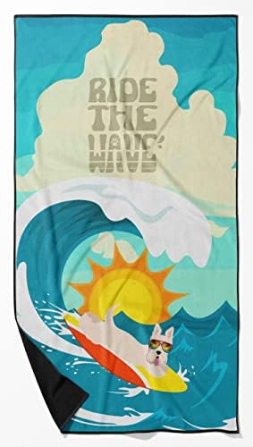 Caroline's Treasures MLM1265TWL3060 Surfer Dog Wheaten Scottish Terrier Premium Beach Towel Oversized Towel Beach Blanket, Pool, Beach Essentials, Yoga, Premium Bath Towel, Quick Dry Plush