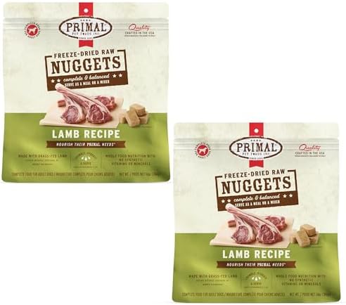 Primal Freeze Dried Raw Dog Food Nuggets, Lamb, 14 oz (2 Pack)