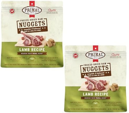 Primal Freeze Dried Raw Dog Food Nuggets, Lamb, 14 oz (2 Pack)