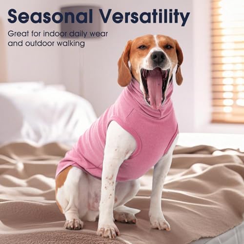 IECOii XXL Dog Sweater - Stretch Fleece Vest with Turtleneck,Pink,XX-Large
