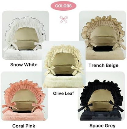 Harryspet Buggy Bonnet Margaret – Universal Fit Pet Stroller Canopy Cover – Decorative Fabric Accessory – Matches Margaret Series – 4 Elegant Colors (Snow White)