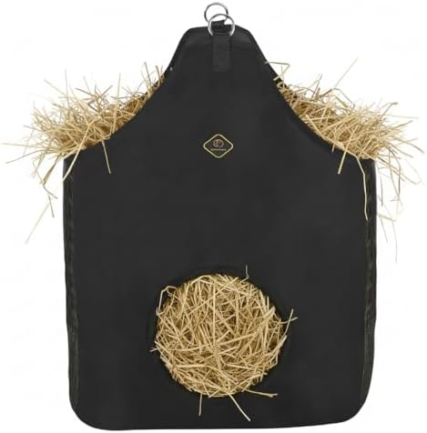 Kavallerie Horse Hay Bag, Oversized 19x12x20” Hay Bag with Mesh Sides, Easy-Fill Snap Closure & Round Feed Hole, Ideal for Stables, Trail Rides & Transport