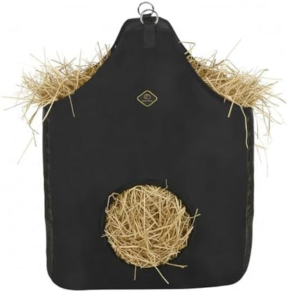 Kavallerie Horse Hay Bag, Oversized 19x12x20” Hay Bag with Mesh Sides, Easy-Fill Snap Closure & Round Feed Hole, Ideal for Stables, Trail Rides & Transport