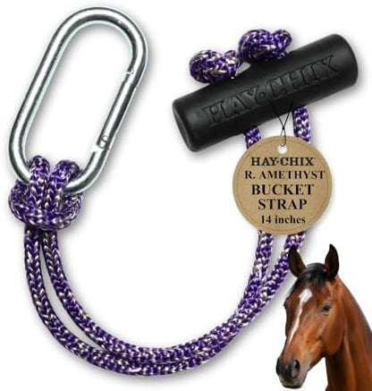 hay chix 14-Inch Horse Bucket Strap | Adjustable Stall Hanger, R. Amethyst
