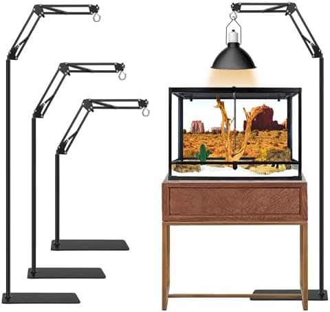 Reptile Heat Lamp Stand, Adjustable 15.7-74.3" 360° Swing Arm Light Holder