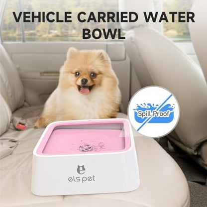 ELS PET Water Bowl for Cats & Dogs 2L, No Spill Slobber Stopper, Slow Drink