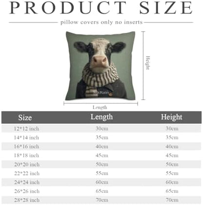 InkRain Winter Animal Cute Black and White Cow Pillow Cover 16x16 Inch Set of 2 Home Decor Decorative Cotton Linen Illustration Pillowcases for Living Room House Sofa