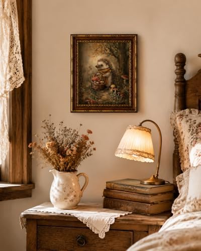 Framed Vintage Wall Art Cute Hedgehog in a Rustic Forest Setting Canvas Print Poster Vintage Farmhouse Style Artwork Suitable for Bedroom or Living Room 12x16 Inches Ready to Hang or Display on a Tabletop