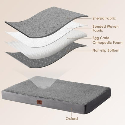 EHEYCIGA Orthopedic Dog Bed Large with Removable Washable Cover, 41IN Grey