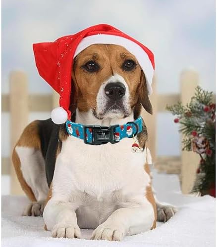 Lionheart glory Christmas Dog Collar, Blue Christmas Santa Deer Dogs Collar Adjustable Soft Comfortable Collars for Small Dogs Girl or Boy Pet Gift Fall Cute Collar