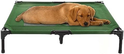 Elevated Dog Bed – 36x29.75 Portable Bed for Pets with Non-Slip Feet – Indoor/Outdoor Dog Cot or Puppy Bed for Pets up to 80lbs by Petmaker (Green)