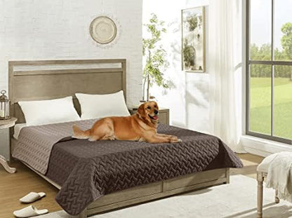 gogobunny 100% Double Sided Waterproof Dog Blanket Soft Pet Bed Cover Reversible Protect Furniture Couch Sofa Car for Puppy Cat Kids (Dark Chocolate/Light Chocolate, 82x120 Inch (Pack of 1))