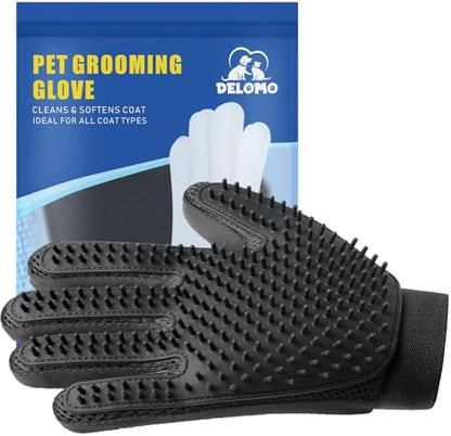 Pet Hair Removal Glove with 255 Silicone Tips for Dogs & Cats, Right Black