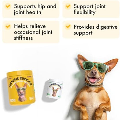 LEGITPET Turmeric Curcumin Hip & Joint Supplement for Dogs – Supports Mobility, Comfort & Overall Wellness – with Collagen & BioPerine – 30 Chews