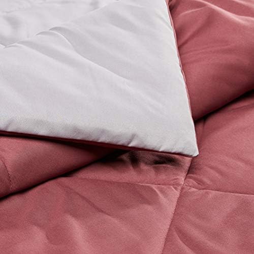 Amazon Basics Reversible Lightweight Microfiber All Season Comforter Blanket, Twin/Twin XL, Burgundy/Grey (Pack of 2)