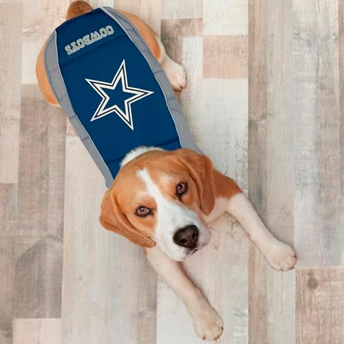 NFL Dallas Cowboys Puffer Vest for Dogs & Cats, Size Small. Warm, Cozy, and Waterproof Dog Coat, for Small and Large Dogs/Cats. Best NFL Licensed PET Warming Sports Jacket