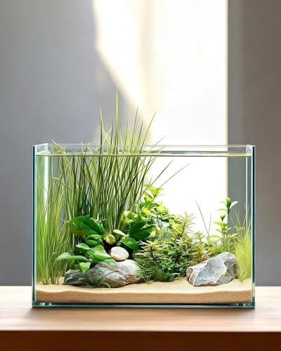 3.5 Gallon Nano Glass Fish Tank, Ultra-Clear Rimless Desktop Aquarium