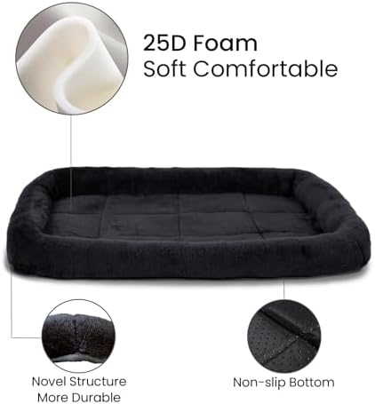 Patas Lague Small Dog Bed Bolster Pet Crate Mat 24''x18'' Black
