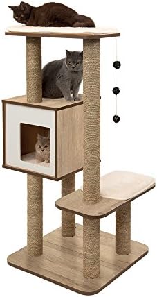 Vesper Cat Tree, High Base, Oak, 52063, 56 x 56 x 81.5 cm (22 x 22 x 32 in)