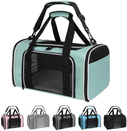 Cat Dog Carriers Soft-Sided, Pet Travel Carrier for Small Cats Dogs Under to15lbs, Soft-Solid Collapsible Carrier,(Medium,Green)