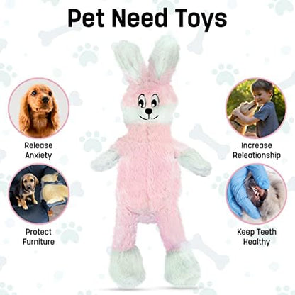 FGA MARKETPLACE Frog Rabbit and Fox Flat NO Stuffing NO Squeak Plush Dog Toy, Funny Style Will Entertain Your Pet for Hours, Recommended for Small and Medium Dog 21 INCH Long