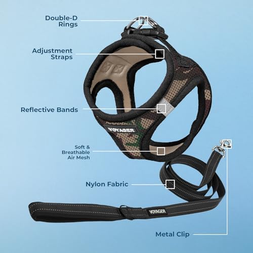 Best Pet Supplies Voyager Step-in Air All Weather Mesh Harness and Reflective Dog 5ft Leash Combo with Neoprene Handle, for Small, Medium and Large Breed Puppies - Army Base, Medium