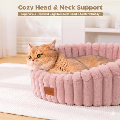 Avont Cat Bed for Indoor Cats, Fluffy Washable with Raised Rim