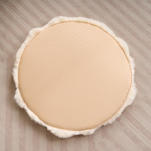 SHENGOCASE 2-Pack 20" Beige Round Faux Rabbit Fur Pet Cat Dog Bed Cushion Pad Mat, Cat Tree Tower Replacement Cushion Pad for Carrier House Cage Crate Kennel Furniture