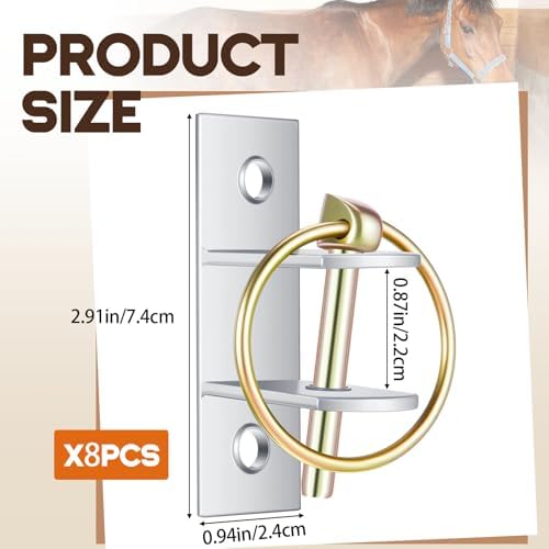 8 Pcs Water Bucket Hooks for Horses with Pin Heavy Duty Wall Mounted Horse Feed Bucket Hangers Holders Metal for Horse Stall Stable Barn Animal Supplies