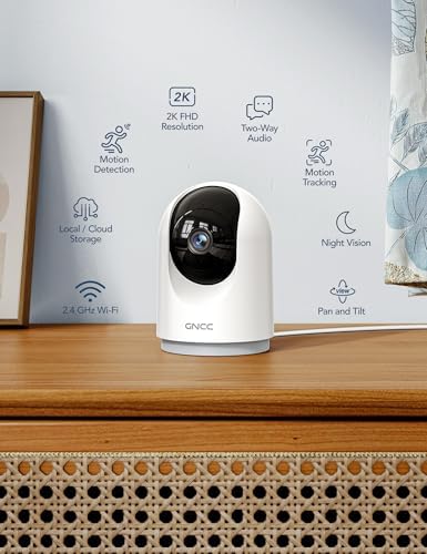 GNCC 2K Cameras for Home Security-Indoor Pan/Tilt Cameras for Baby Monitor