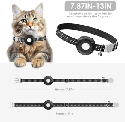 Cat Tracker, GPS Tracker, Compatible with Apple Find My App(Only iOS), Waterproof Pet Tracker with Safety Elastic Buckle, No Monthly Fee Cat Tracker Collar, Works with Any Collar (Black)