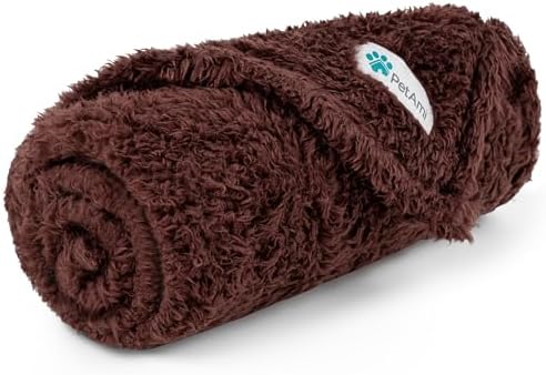 PetAmi Soft Plush Sherpa Dog Blanket for Pet Cat, Small 24x32, Brown