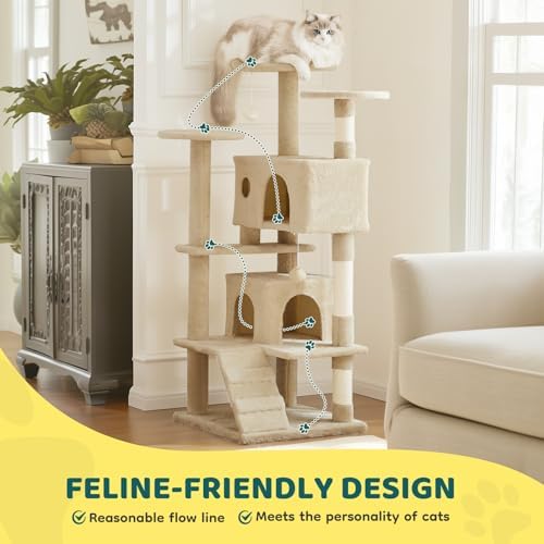 54 Inch Cat Tree Tower with Sisal Scratching Post