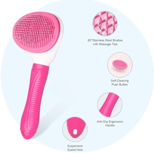 Aogeili Self‑Clean Slicker Brush for Dogs, Cats & Rabbits, 7.87 x 4.13 in