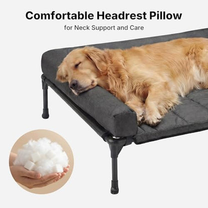 Veehoo Outdoor Elevated Dog Bed with Waterproof Bolster Cushion, Cooling