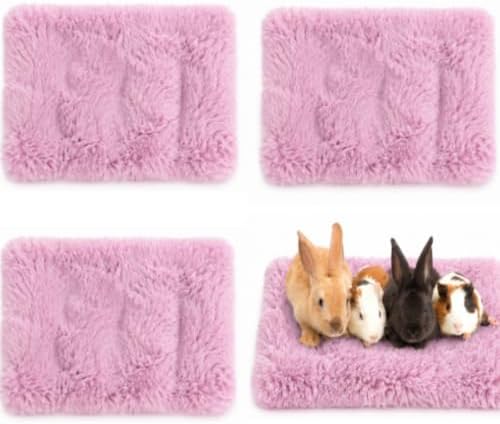Jetec 3 Pcs Guinea Pig Beds, Bubble Fleece Small Animal Mats,Winter,Pink