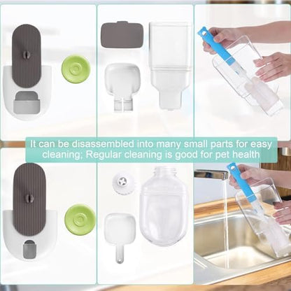 Lemtrflo Rabbit Feeder, Bunny Water Bottle Dispenser, Pet Cage Food Bowl