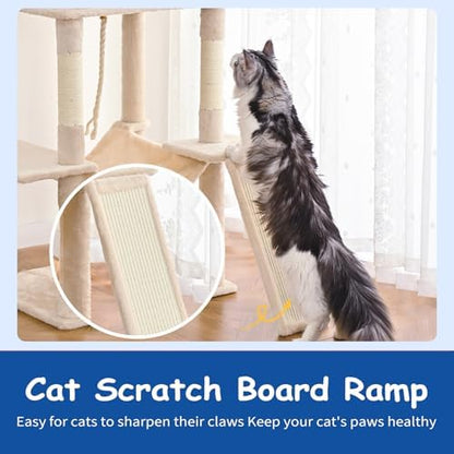 Cat Craft Cat Tree 63 Inch Cat Tower for Indoor Cats, Multi-Level Cat Tree for Large Cats 20 lbs+ Heavy Duty Cat Tower with Sisal Scratching Posts, Hammock, Condo and Extended Platform, Beign