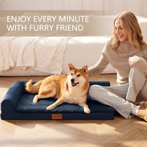Patas Lague Orthopedic Large Dog Bed Washable Pet Sofa Bed 36X24 Navy Blue