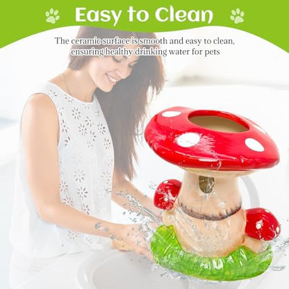BNOSDM Hamster Water Bottle No Drip Ceramic Hamster Water Bottle for Glass Tank - 80ML Water Dispenser with Mushroom Stand Holder for Syrian Hamsters, Dwarf Hamsters, Mice, Gerbils(red)