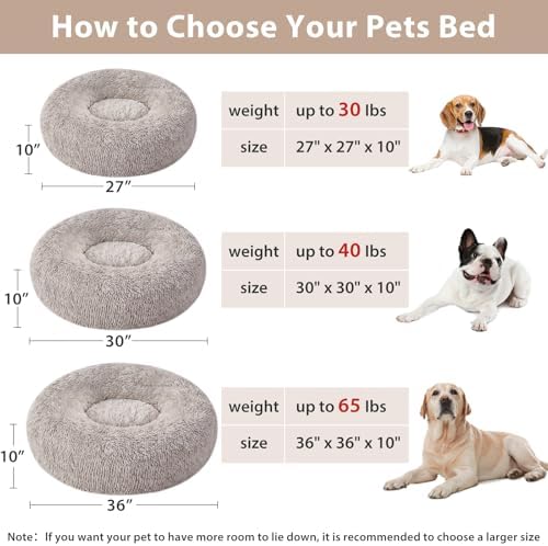 WNPETHOME Large Round Calming Dog Bed Cat Bed for Comfy Sleep