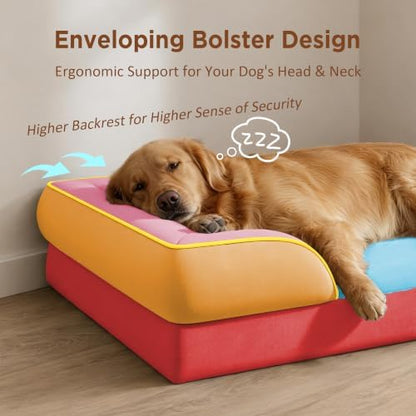 Comfort Expression Orthopedic Dog Bed for Extra Large Dogs with Bolster