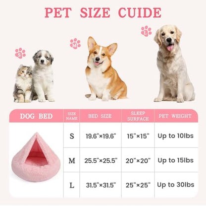 NOYAL Calming Donut Dog Bed, Hooded Cave with Blanket