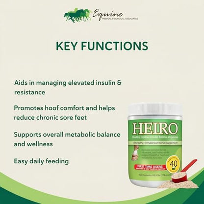 HEIRO Healthy Equine Insulin Rescue Nutritional Supplement for Horses, Natural Herbal Blend with Magnesium & Vitamin E, Supports Normal Metabolic Function & Hoof Comfort (40 Servings)