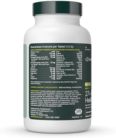 VetriScience Senior 27+ Active Health Chewable Tablets, Veggie, 60 Count