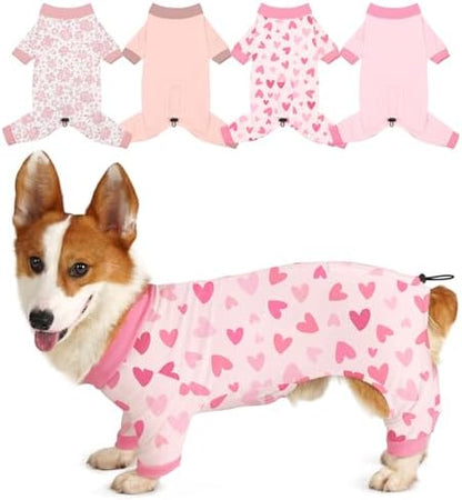 Bienbee Dog Pajamas, 4 Pack Adjustable Onesies for Small to Large Dogs XL