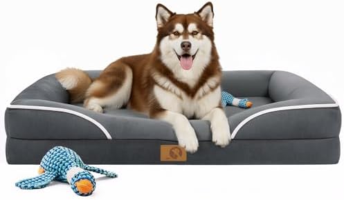 Homemate Dog Bed Extra Large Size Dog: 48"x35" Orthopedic Pet Bed with Toy